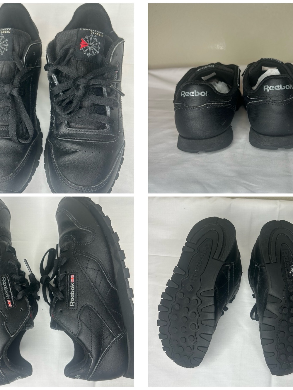 Reebok Classic Sz 6.5 Running Shoes Triple Black Athletic Trainer Sneaker